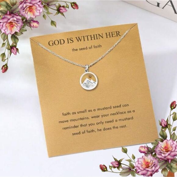 Jewelry - Stainless Steel Necklace Mustard
Seed Mountain Christian Biblical Necklace